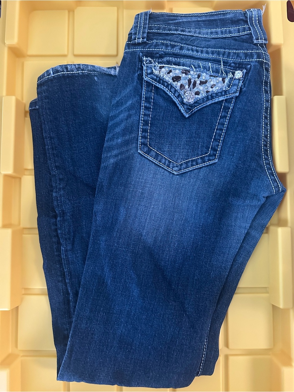Miss Me Dark Blue Boot Cut Jeans with Embellished Back Pocket